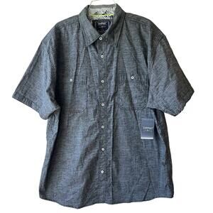 NEW Company Eighty One Button Down Shirt Short Sleeve Flip Cuff Sleeve Black 3XL